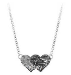 Harley-Davidson Womens Black & Silver Bar & Shield Double Heart Necklace HDN0460