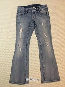 Harley Davidson Womens Distressed Studded Bar & Shield Bootcut Jeans Sz Petite 2