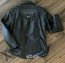 Harley Davidson Womens Leather Jacket Bar & Shield Size Medium