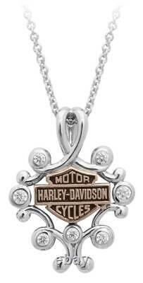 Harley-Davidson Womens Rhinestone Filigree Bar & Shield Drop Necklace HDN0415-16