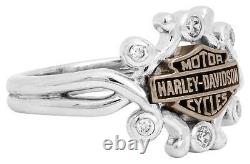 Harley-Davidson Womens Rhinestone Filigree Bar & Shield Ring, Silver HDR0465