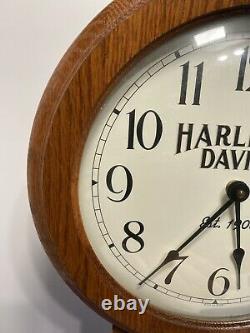 Harley Davidson Wood Clock With Pendulum Bar & Shield, 1997 H-D, Inc