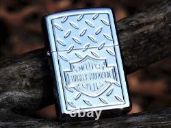 Harley Davidson Zippo Lighter Deep Carved Diamond Plate Bar & Shield Rare