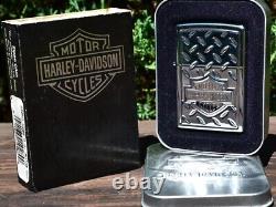 Harley Davidson Zippo Lighter Deep Carved Diamond Plate Bar & Shield Rare