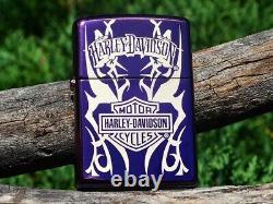 Harley Davidson Zippo Lighter Tribal Bar and Shield Purple Abyss RARE