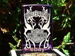 Harley Davidson Zippo Lighter Tribal Bar and Shield Purple Abyss RARE