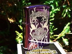 Harley Davidson Zippo Lighter Tribal Bar and Shield Purple Abyss RARE