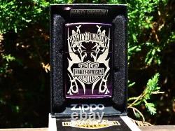 Harley Davidson Zippo Lighter Tribal Bar and Shield Purple Abyss RARE