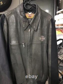 Harley-Davidson bar and shield Suede Leather Bomber Jacket rare 2001 mens large