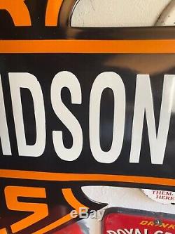 Harley Davidson large Porcelain Motorcycle Bar Shield Sign 31.5 x 24 convex