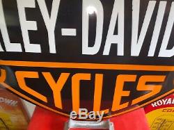 Harley Davidson large Porcelain Motorcycle Bar Shield Sign 31.5 x 24 convex