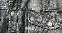 Harley Davidson leather shirt jacket Men's XL black bar shield snap 98111-98VM