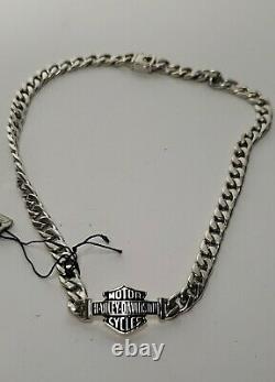Harley Davidson sterling silver necklace HD bar & shield charm 18in. 78g QUALITY