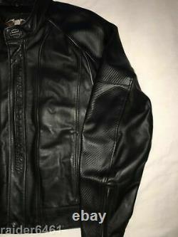 Harley Embossed Spell-Out / Bar & Shield Leather Jacket Men's Lrg 97009-04VM EUC