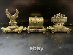 Harley Pewter Mini Train Boxcar 2001 Starter Eagle 2002 Oil Can Bar & Shield