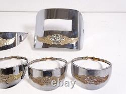 Harley Sportster Lens Visor Lid Set Chrome Bar Shield Gold Eagle Wings