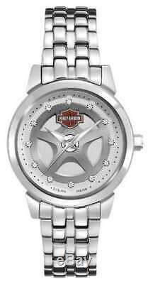 Harley-davidson Bling Bar & Shield Steel Women's Bulova Watch 76l160