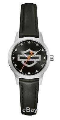 Harley-davidson Glitter Bar & Shield Steel Women's Bulova Watch 76l181