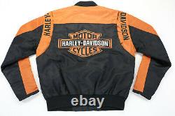 Harley davidson jacket M nylon black orange bar shield racing 97068-00V zip euc