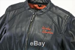 Harley davidson leather jacket L black classic 98153-09VW zip bar shield armor