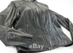 Harley davidson leather jacket L black classic 98153-09VW zip bar shield armor