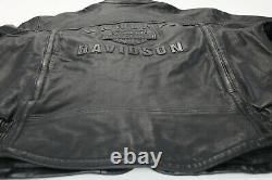 Harley davidson leather jacket XL SHIFTER black embossed bar shield zip vents