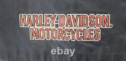Harley davidson mens Pathway vest 2XL black leather orange snap bar shield soft