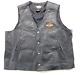 Harley Davidson Mens Stock Vest 2xl Black Leather Bar Shield Snap 98150-06vm Guc