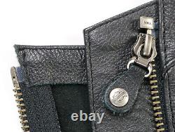 Harley davidson mens black leather chaps L bar shield zip snap Stock 98090-06VM