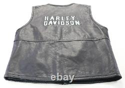 Harley davidson mens black leather vest L soft Classic zip bar shield HD vintage
