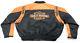 Harley Davidson Mens Bomber Jacket 2xl Black Orange Nylon Bar Shield Racing Zip
