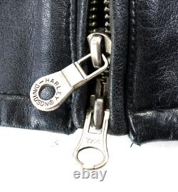 Harley davidson mens jacket 2XL black leather pathway vintage zip snap soft bar