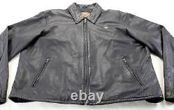 Harley davidson mens jacket 2XL black leather vintage retro zip snap bar shield