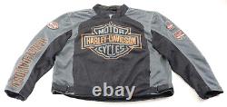 Harley davidson mens jacket 2XL black mesh gray orange Stock Bar Shield Pre-Luxe