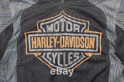Harley davidson mens jacket 2XL black mesh gray orange Stock Bar Shield Pre-Luxe