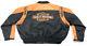 Harley Davidson Mens Jacket 2xl Black Orange Bar Shield Racing Bomber Riding Zip