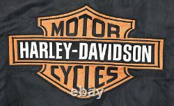 Harley davidson mens jacket 2XL black orange bar shield racing bomber riding zip