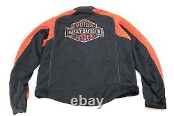 Harley davidson mens jacket 2XL black orange mesh bar shield stock reflective