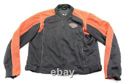 Harley davidson mens jacket 2XL black orange mesh bar shield stock reflective