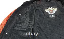 Harley davidson mens jacket 2XL black orange mesh bar shield stock reflective