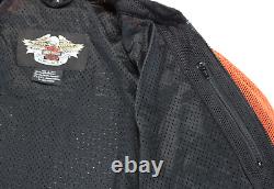 Harley davidson mens jacket 2XL black orange mesh bar shield stock reflective