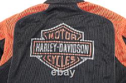 Harley davidson mens jacket 2XL black orange mesh bar shield stock reflective