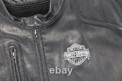 Harley davidson mens jacket 3XL black leather biker Classic liner bar shield vtg