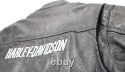 Harley davidson mens jacket 3XL black leather biker Classic liner bar shield vtg