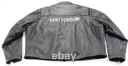 Harley davidson mens jacket 3XL black leather biker Classic liner bar shield vtg