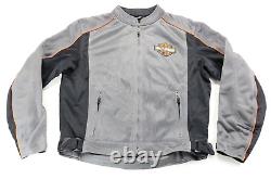 Harley davidson mens jacket M gray black mesh bar shield riding reflective