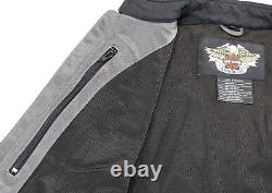 Harley davidson mens jacket M gray black mesh bar shield riding reflective