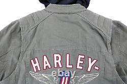 Harley davidson mens jacket M green cotton Long Way #1 hoodie liner 1903 bar zip