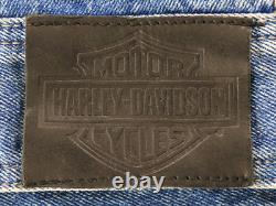 Harley davidson mens jacket XL Tall XLT blue denim cotton jean vest bar shield