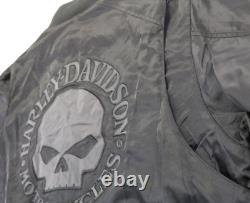 Harley davidson mens jacket XL black gray nylon bomber bar shield Willie G Skull